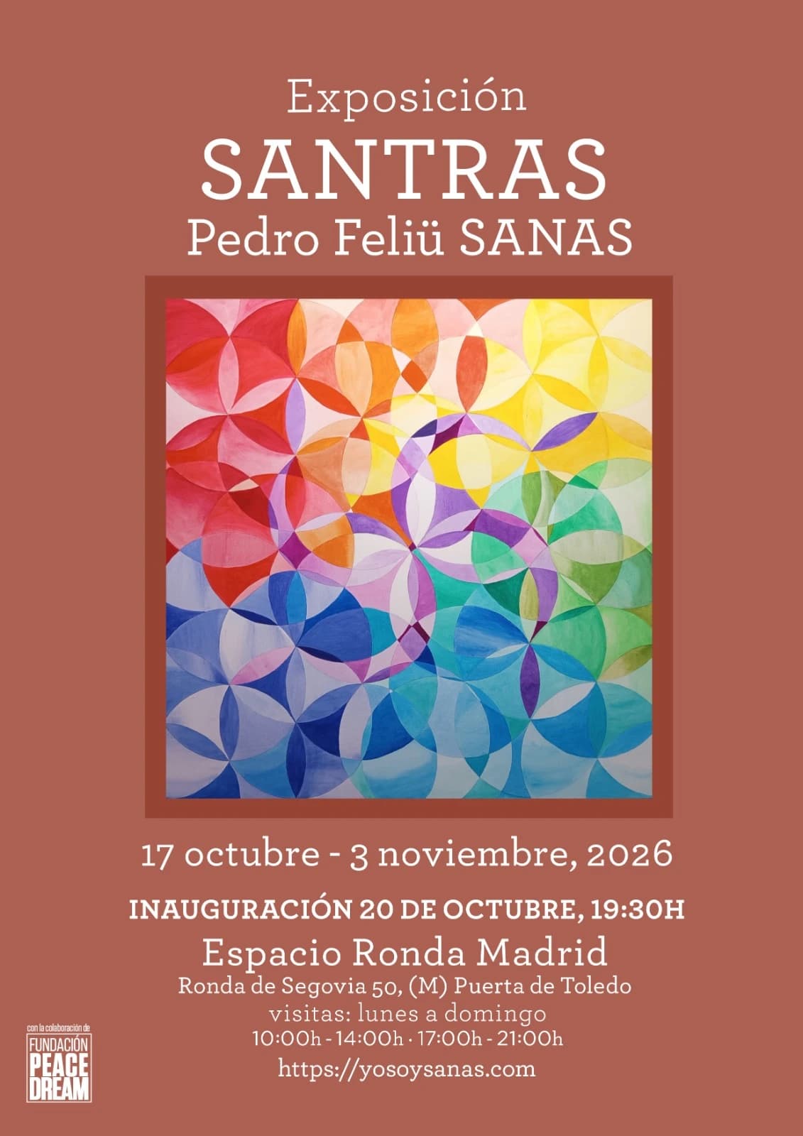 Cartel de la exposición Santras de Pedro Feliü (Sanas) en Espacio Ronda Madrid, del 17 de octubre al 3 de noviembre de 2026